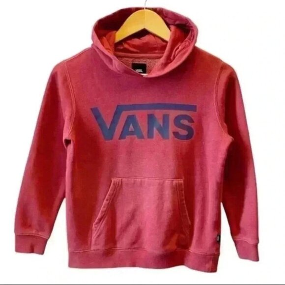 Vans Classic Hoodie Sweatshirt Pullover Red Blue Boys Unisex Size Small - Picture 2 of 12